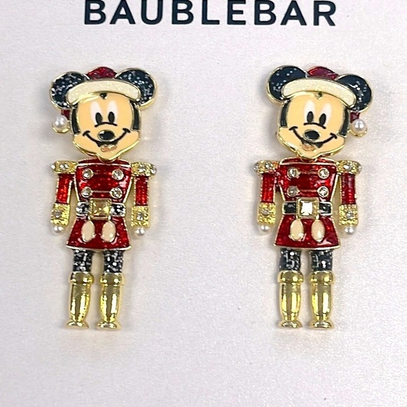 Brand New Disney x BaubleBar Mickey Mouse Christmas Nutcracker Drop Earrings - Picture 6 of 10
